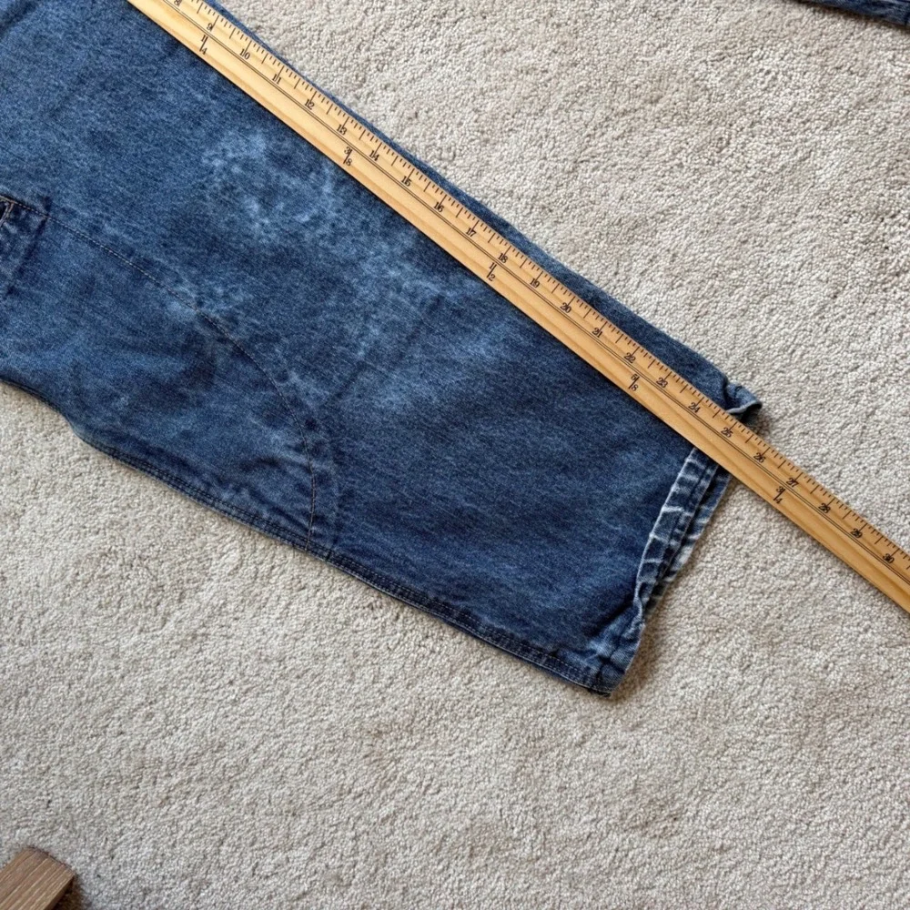Marithe Francois Girbaud Baggy Wide Leg Denim Jean Medium Wash Distressed Sz 36S